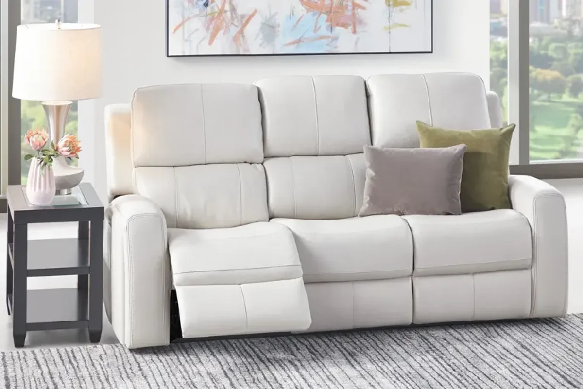 Linton Cream Leather Triple Power Reclining Sofa