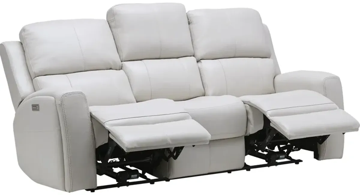 Linton Cream Leather Triple Power Reclining Sofa