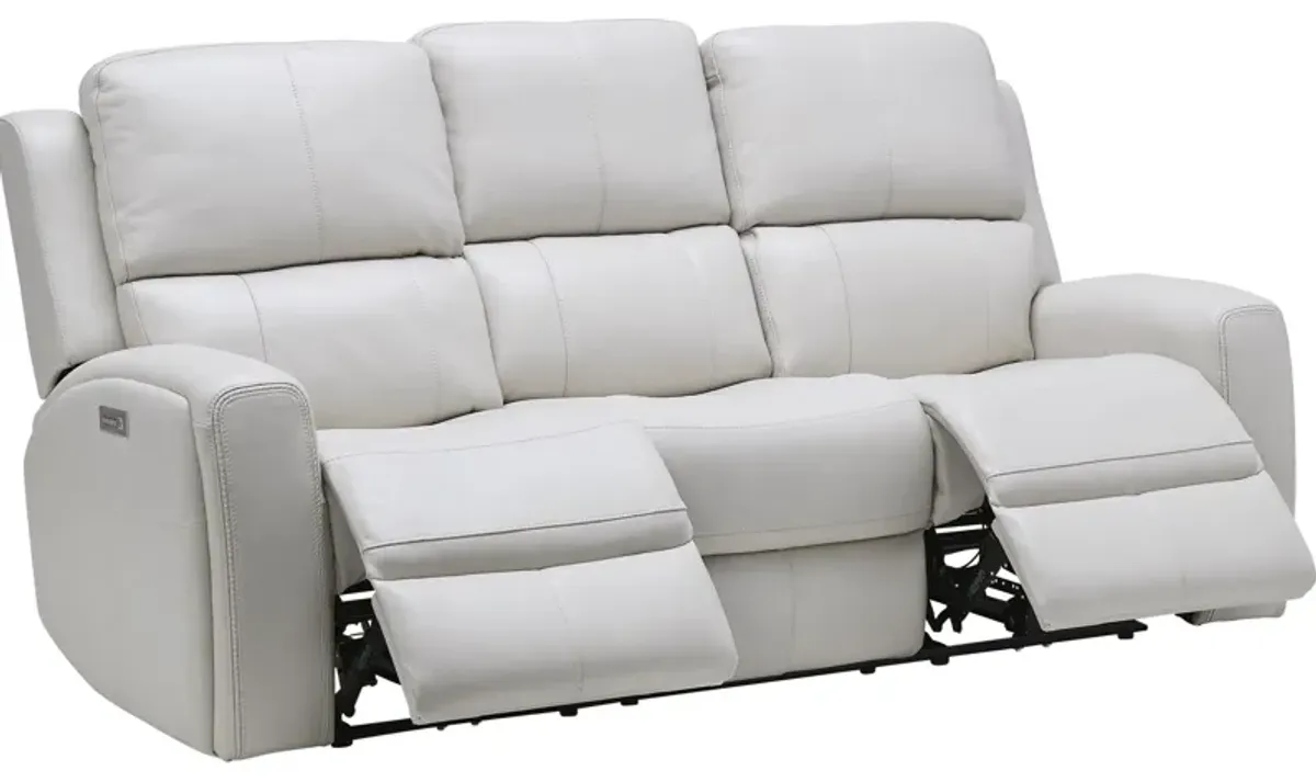 Linton Cream Leather Triple Power Reclining Sofa