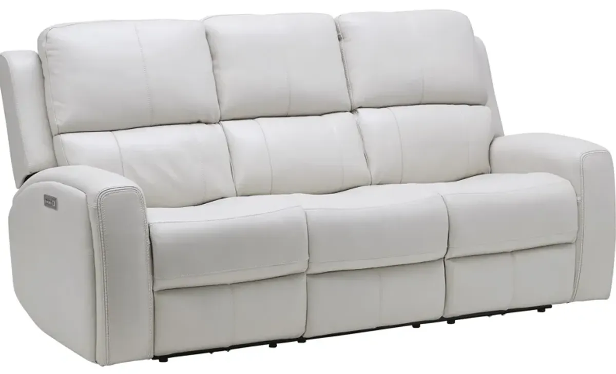 Linton Cream Leather Triple Power Reclining Sofa