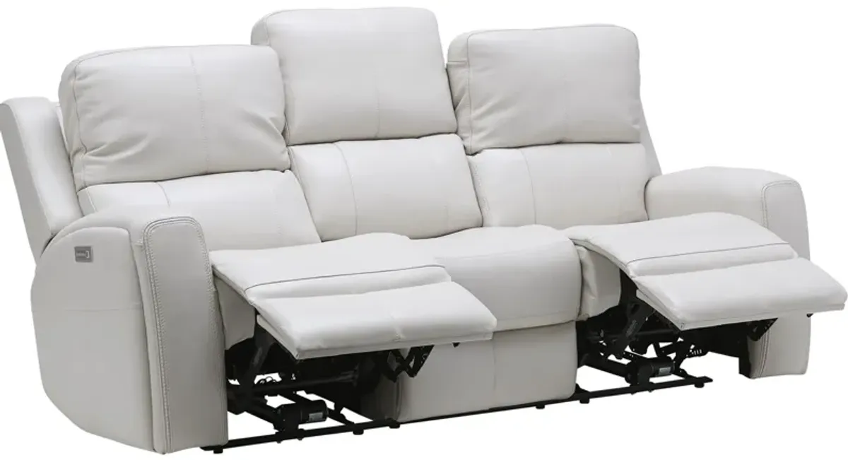 Linton Cream Leather Triple Power Reclining Sofa