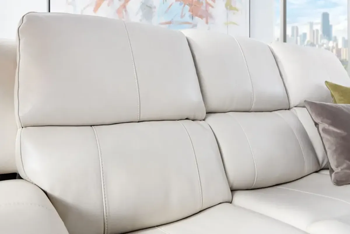 Linton Cream Leather Triple Power Reclining Sofa