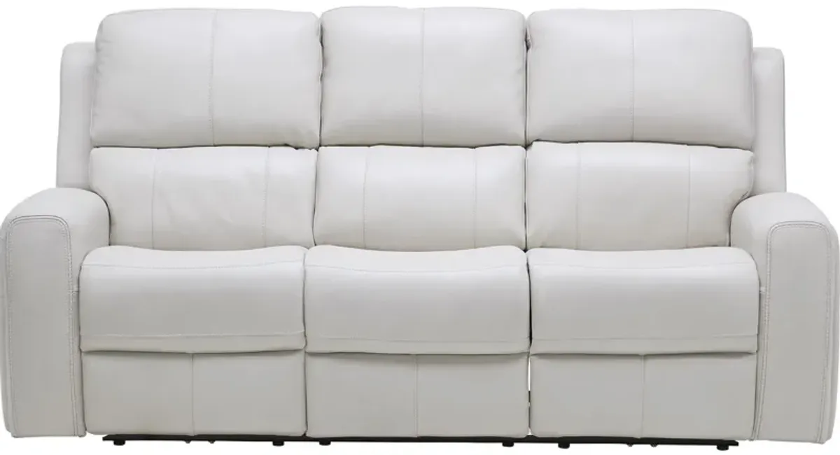 Linton Cream Leather Triple Power Reclining Sofa