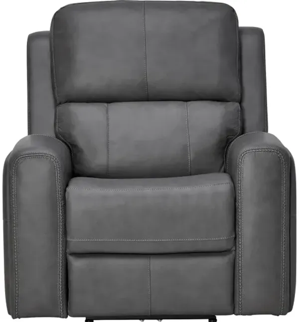 Linton Grey Leather Triple Power Recliner