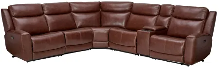 Scorpio Brown 7-Piece Leather Dual Power Reclining Sectional