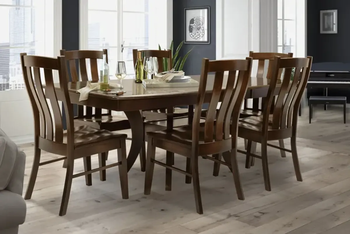 Covina Solid Maple Table in Walnut Finish + 6 Chairs by Gascho Furniture