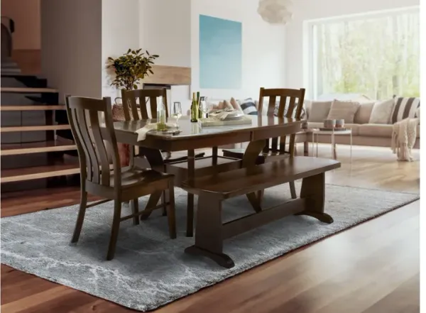 Covina Solid Maple Extendable Table with Walnut Finish + 4 Side Chairs + 1 Bench by Gascho