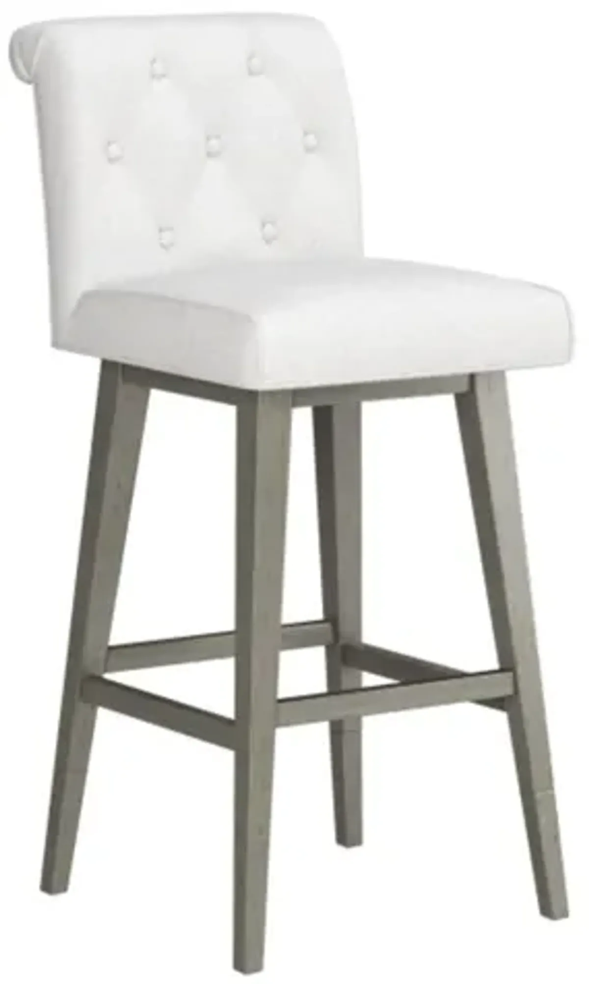 Tufted White Seat + Grey Adjustable Swivel Base