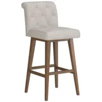 Tufted Oatmeal Seat + Brown Adjustable Swivel Base