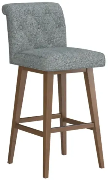 Tufted Grey Seat with Brown Adjustable Swivel Base