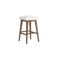 Backless White Seat with Brown Adjustable Swivel Base