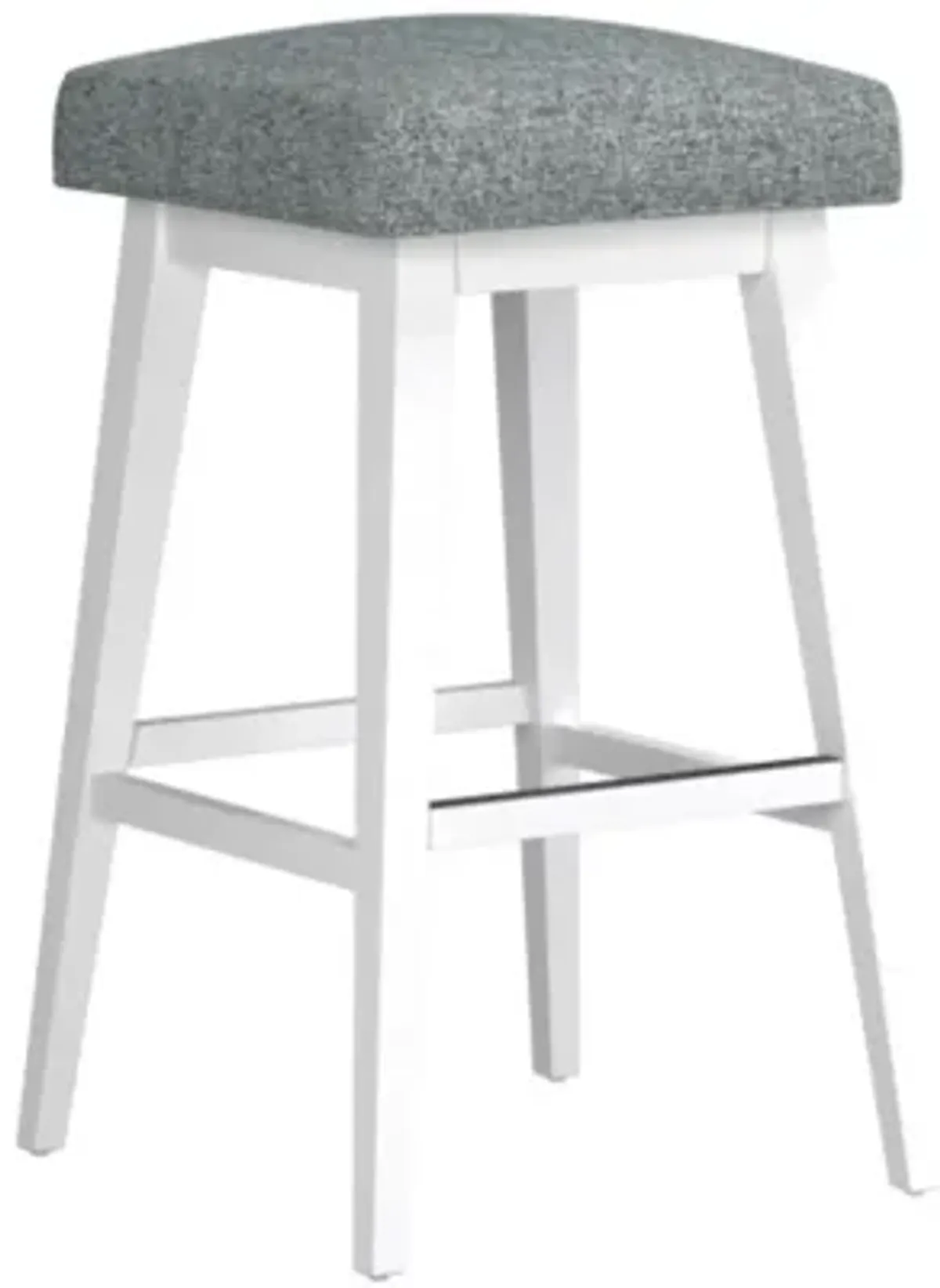 Backless Grey Seat with White Adjustable Swivel Base