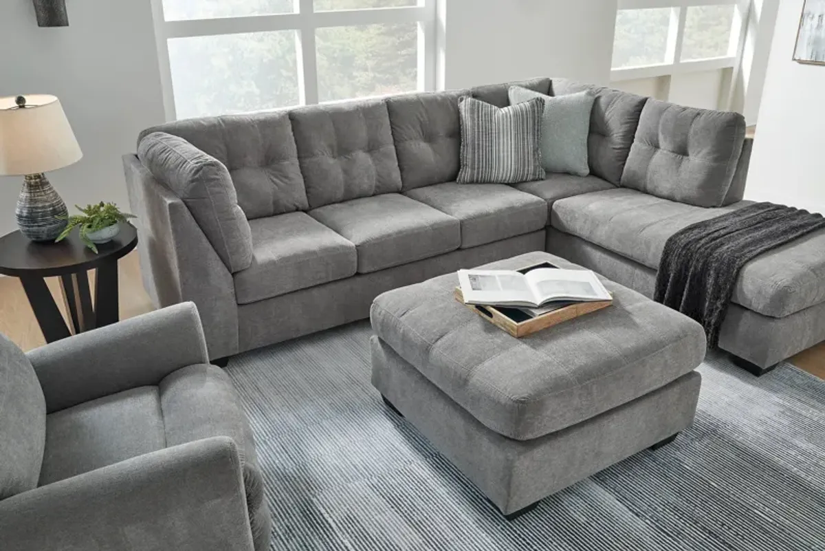 Milo Grey 2-Piece Sectional with Right Arm Facing Chaise + Ottoman