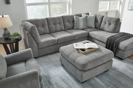 Milo Grey 2-Piece Sectional with Right Arm Facing Chaise + Ottoman