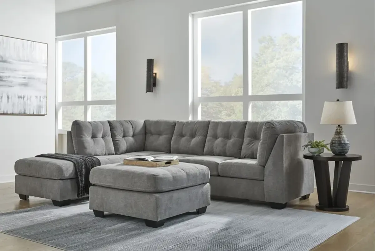 Milo Grey 2-Piece Sectional with Left Arm Facing Chaise + Ottoman