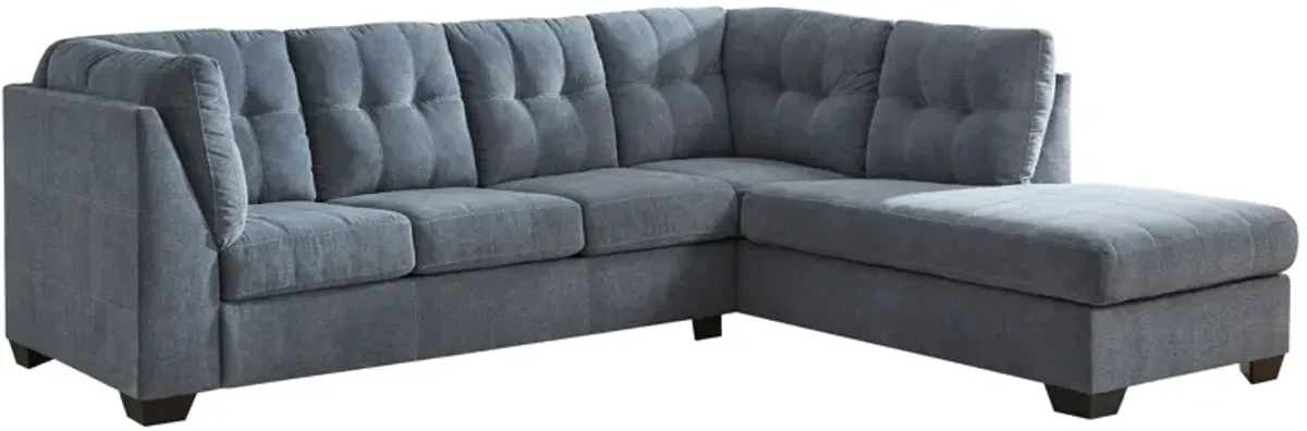 Milo Blue 2-Piece Sectional with Right Arm Facing Chaise + Ottoman