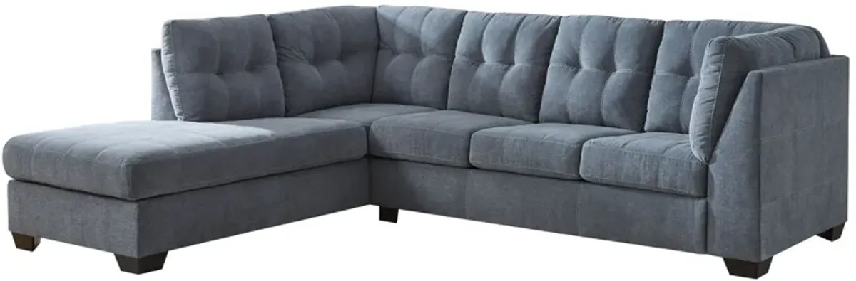 Milo Blue 2-Piece Sectional with Left Arm Facing Chaise + Ottoman