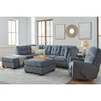 Milo Blue 2-Piece Sectional with Left Arm Facing Chaise + Ottoman
