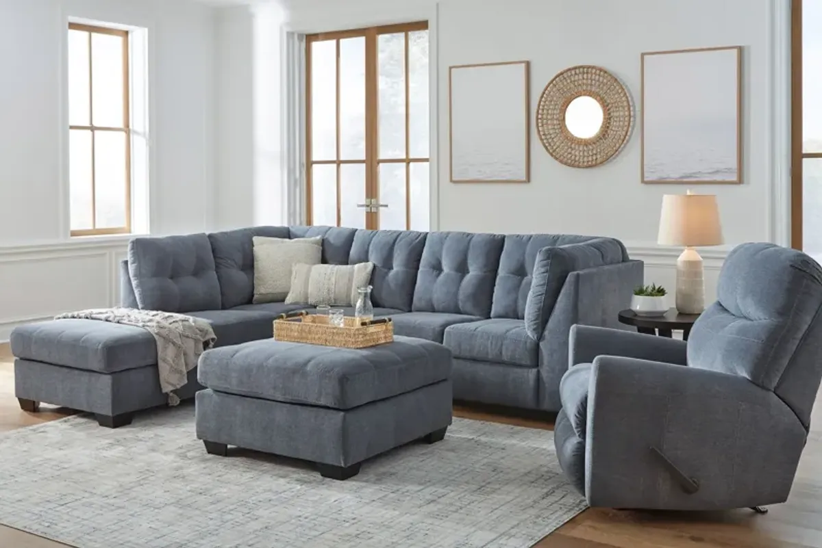 Milo Blue 2-Piece Sectional with Left Arm Facing Chaise + Ottoman