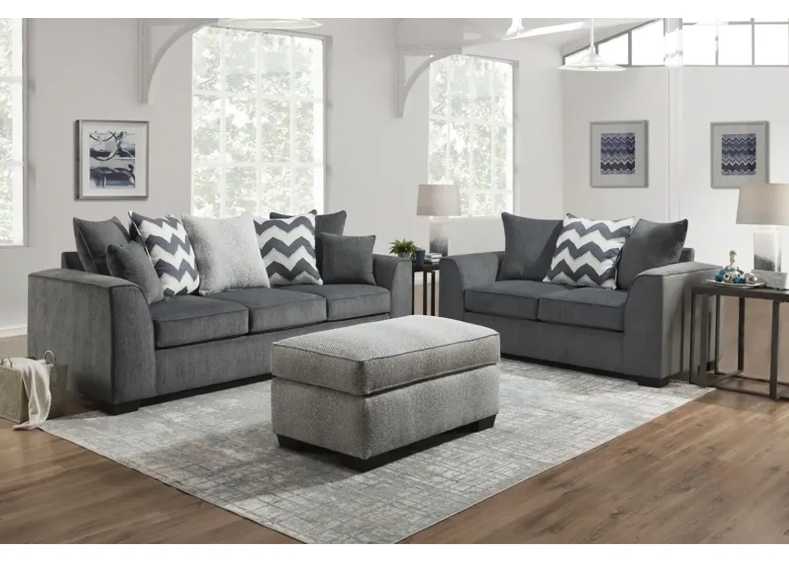 Chevron Grey Loveseat