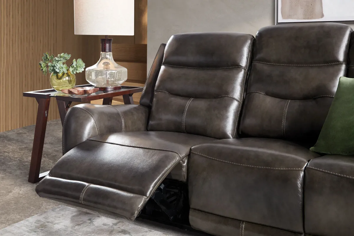 Bryant Leather Dual Power Reclining Loveseat