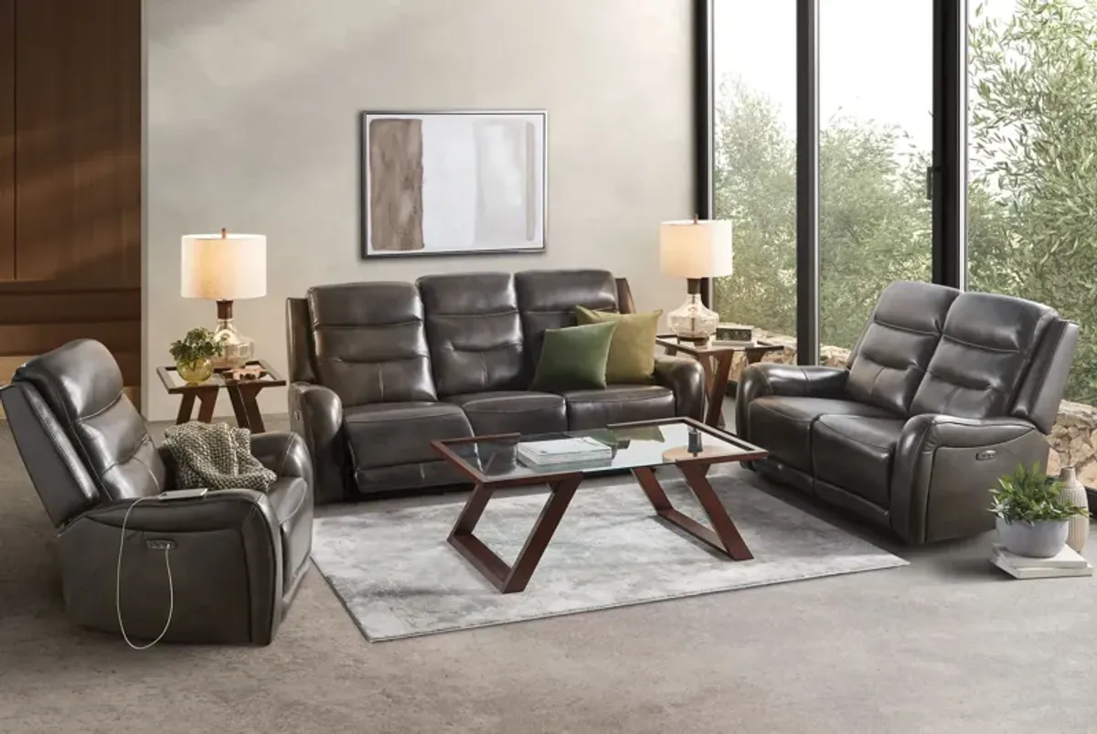 Bryant Leather Dual Power Reclining Loveseat