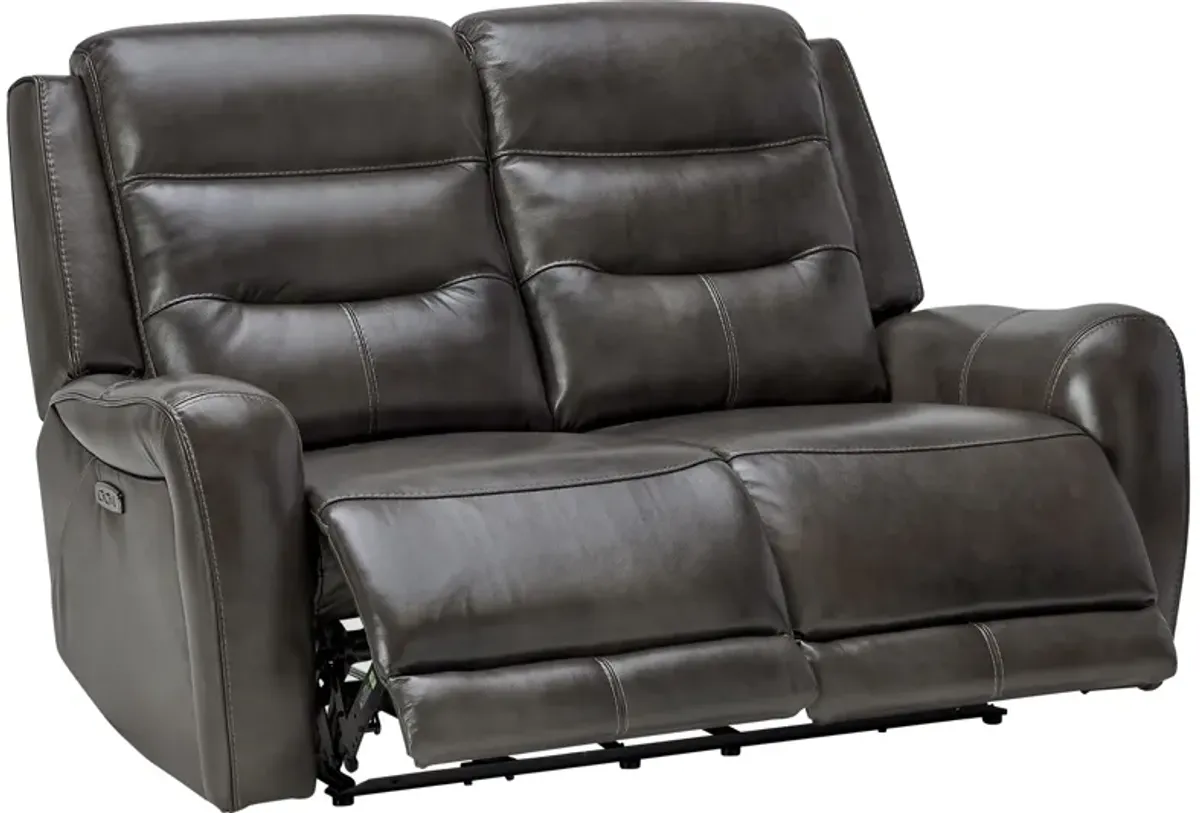 Bryant Leather Dual Power Reclining Loveseat