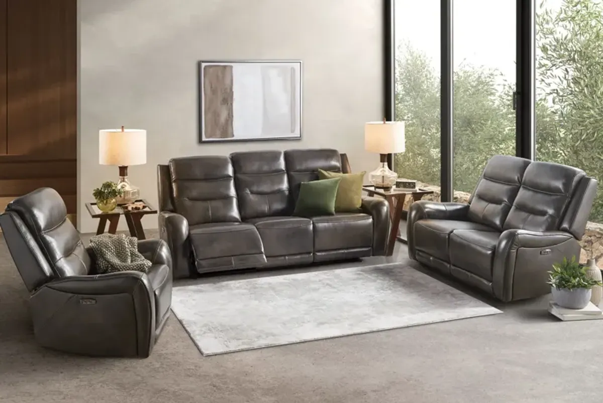 Bryant Leather Dual Power Reclining Loveseat