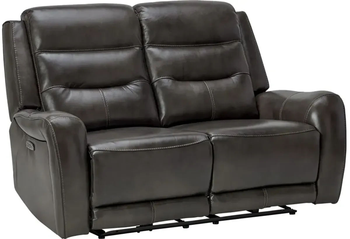 Bryant Leather Dual Power Reclining Loveseat