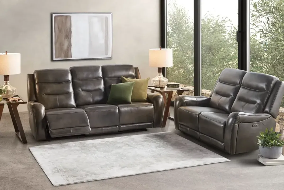 Bryant Leather Dual Power Reclining Loveseat