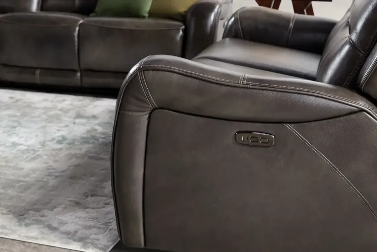 Bryant Leather Dual Power Reclining Loveseat