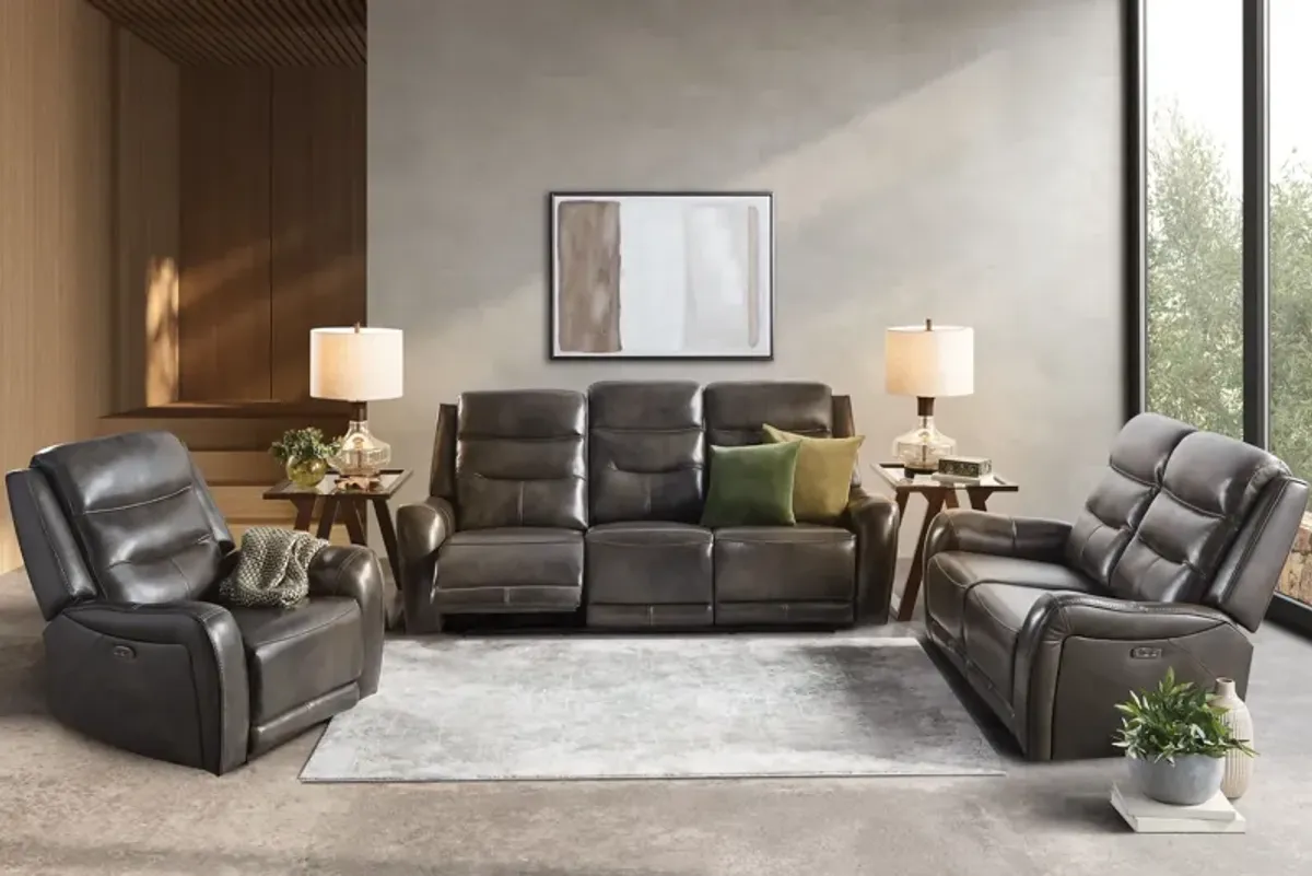 Bryant Leather Dual Power Reclining Loveseat