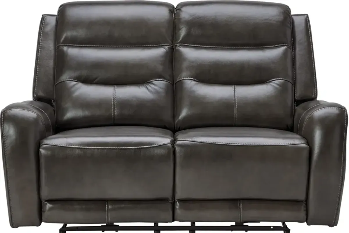 Bryant Leather Dual Power Reclining Loveseat