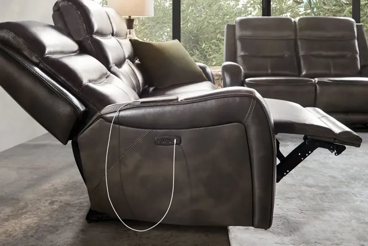 Bryant Leather Dual Power Reclining Sofa