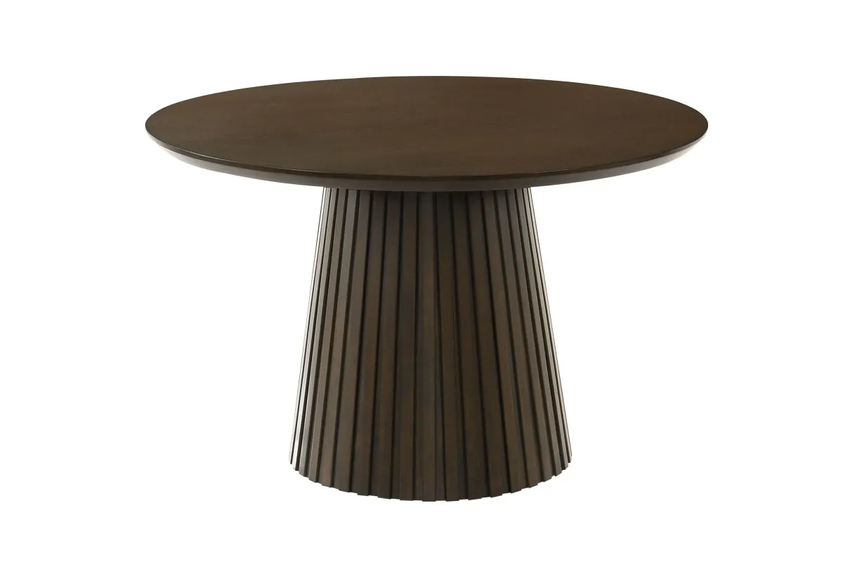 Revolve Table + 4 Wood Chairs in Walnut Finish