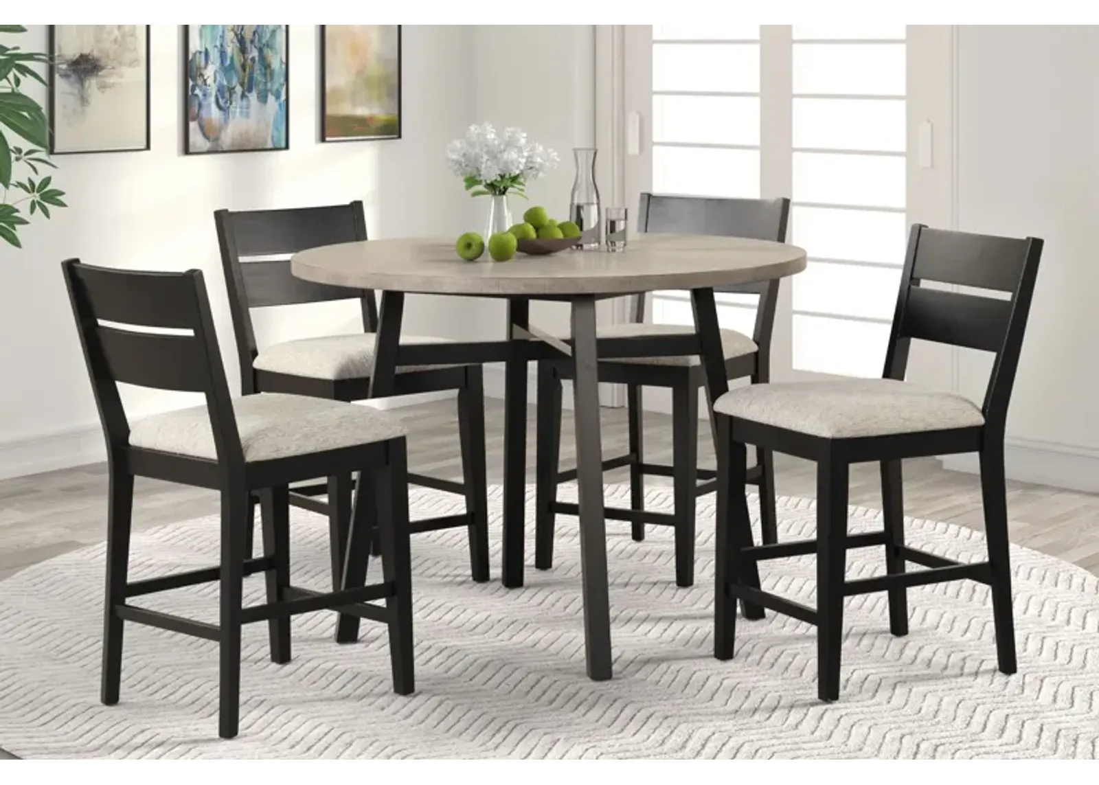 Cove Black Counter Table + 4 Stools