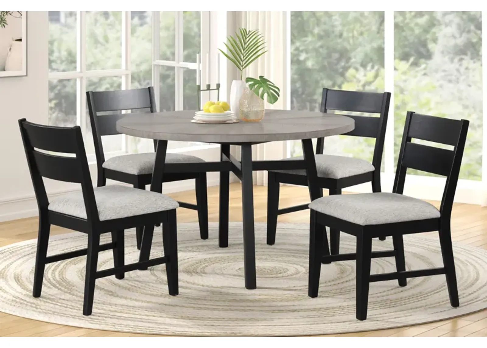 Cove Black Dining Table + 4 Chairs