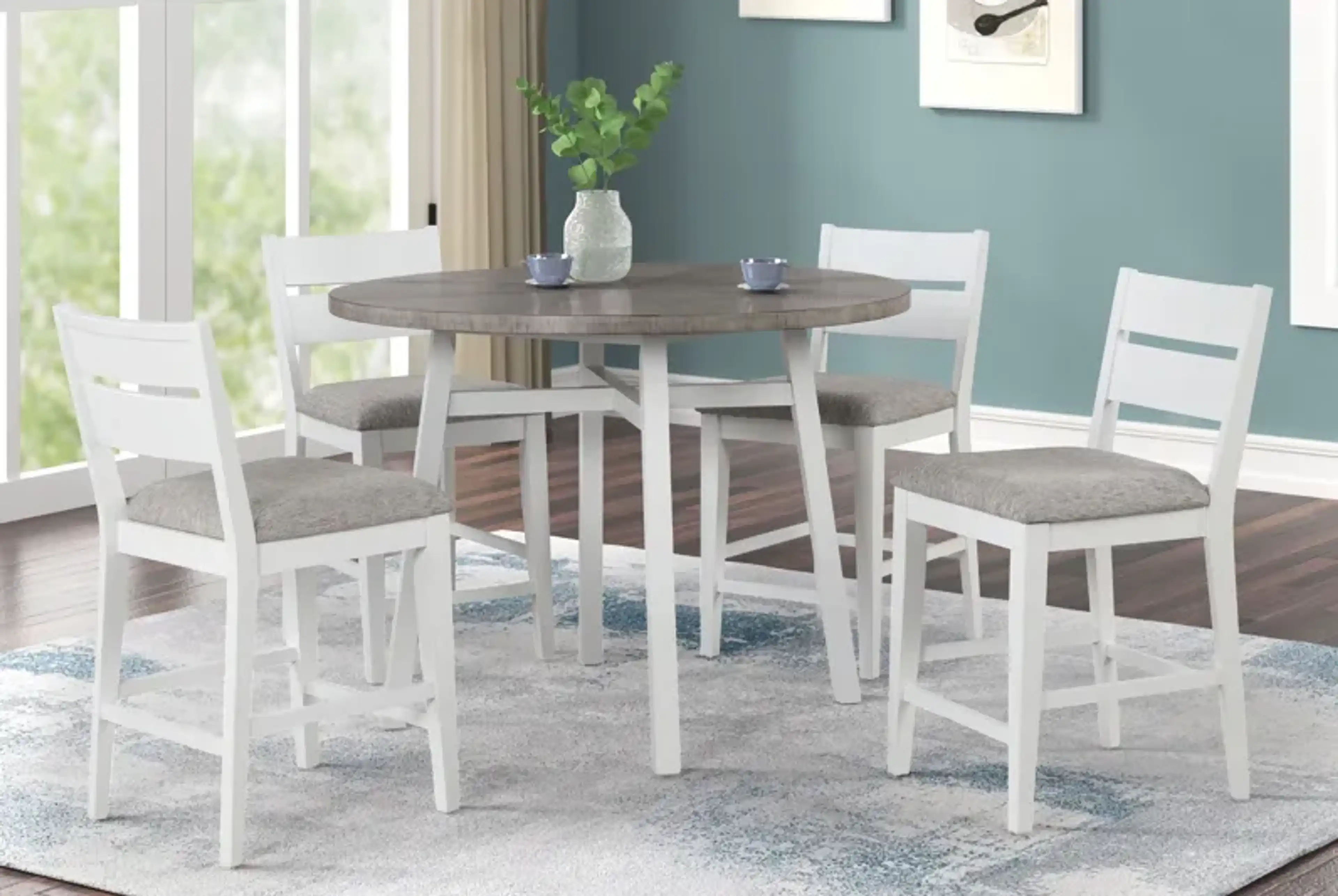 Cove White Counter Table 4 Stools Gardner White | Furniture.com