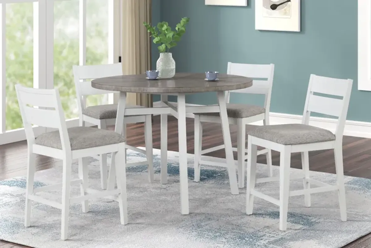 Cove White Counter Table + 4 Stools