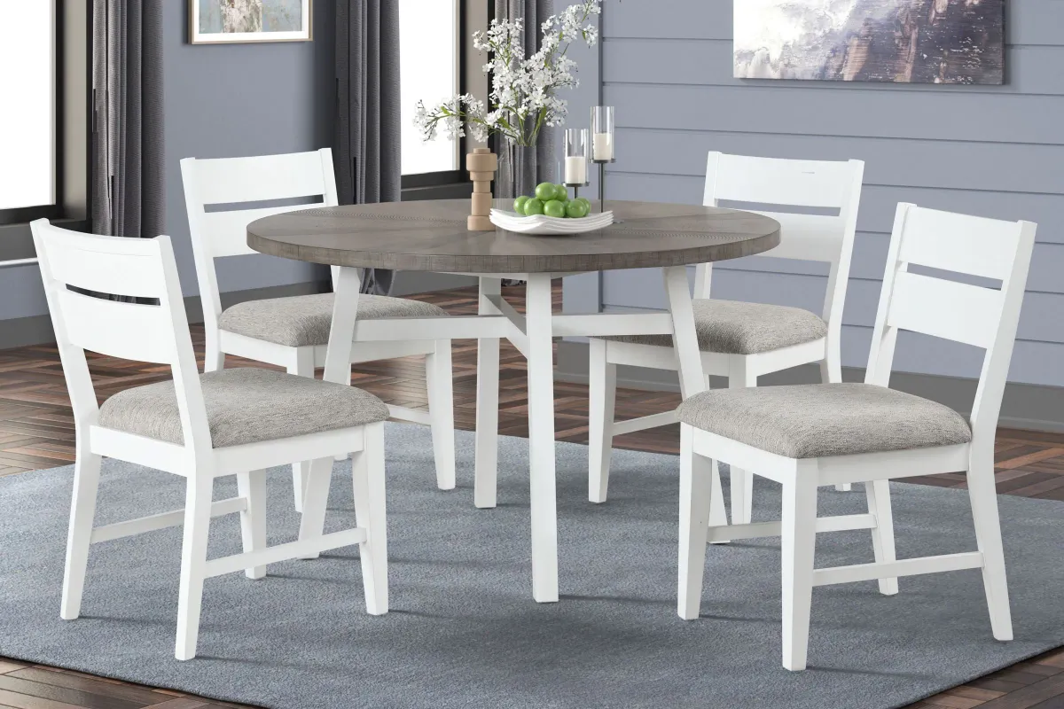 Cove White Dining Table + 4 Chairs