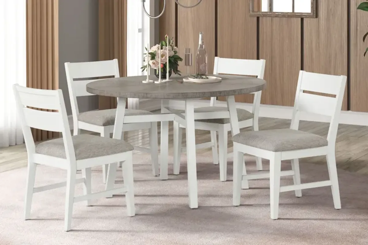 Cove White Dining Table + 4 Chairs