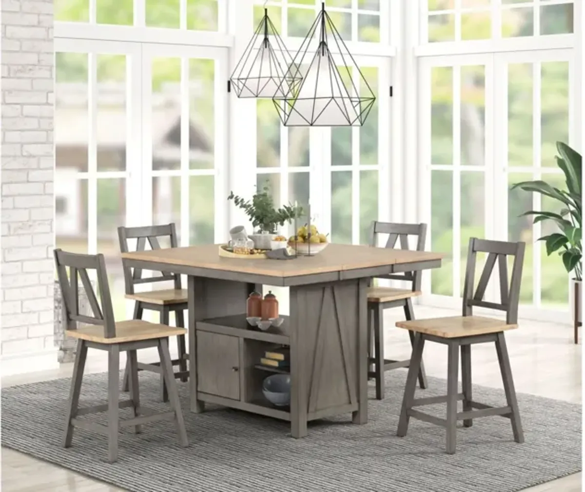 Sherwood Counter Table + 6 Swivel Stools