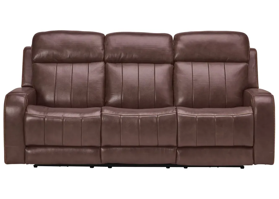 Maverick Brown Audio Triple Power Leather Reclining Sofa