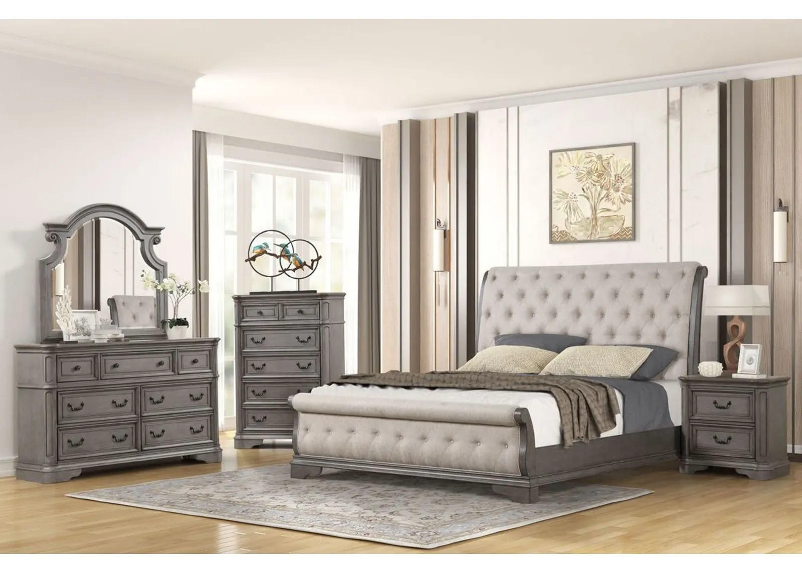 Cascade King Upholstered Bed