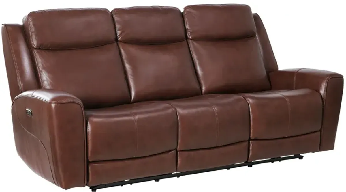 Scorpio Brown Leather Dual Power Reclining Sofa