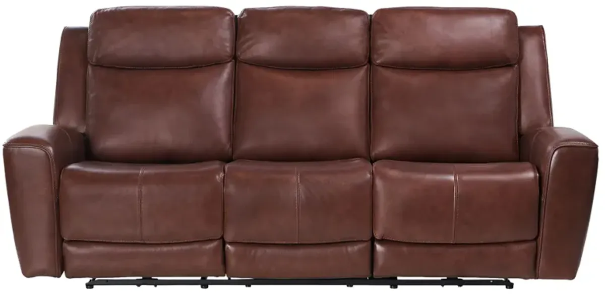 Scorpio Brown Leather Dual Power Reclining Sofa