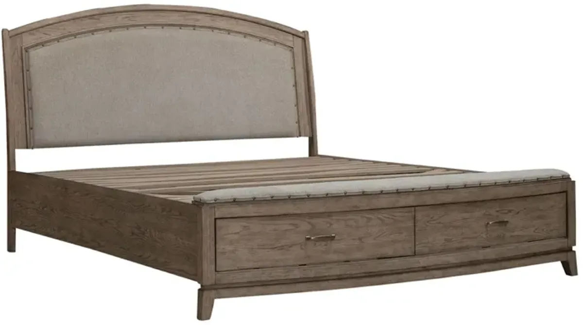 Townsend Beige King Upholstered Storage Bed