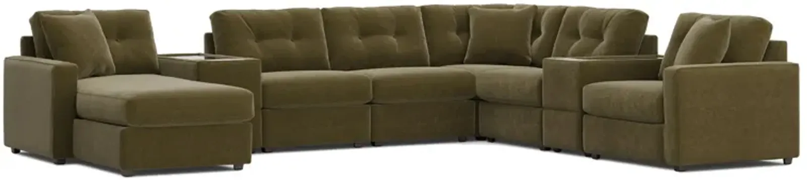 ModularOne Moss 8-Piece Sectional with E-Console & Left Arm Facing Chaise