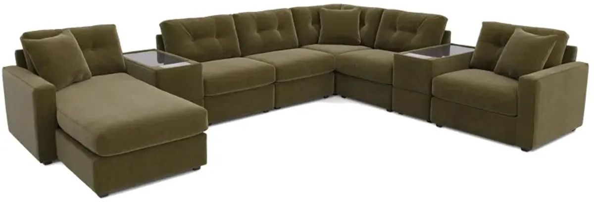 ModularOne Moss 8-Piece Sectional with Left Arm Facing Chaise