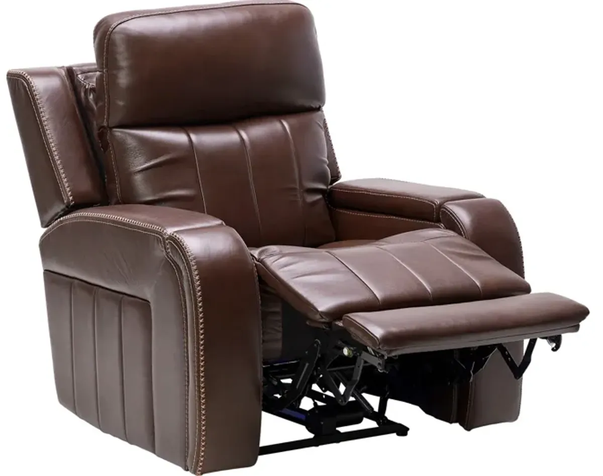 Maverick Brown Audio Triple Power Leather Recliner